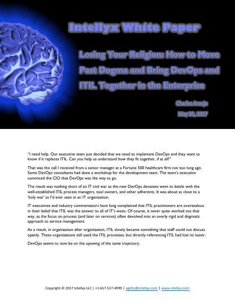 Cover of Losing Your Religion: How to Move Past Dogma and Bring DevOps and ITIL Together in the Enterprise