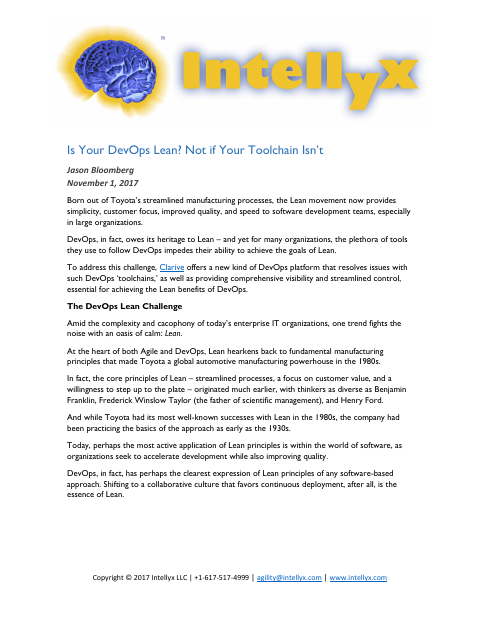 Cover of Is your DevOps Lean? Not if Your Toolchain Isn’t