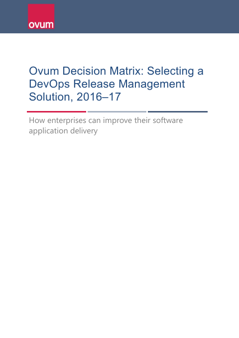 Cover of OVUM decision matrix – Devops Release Management Solution